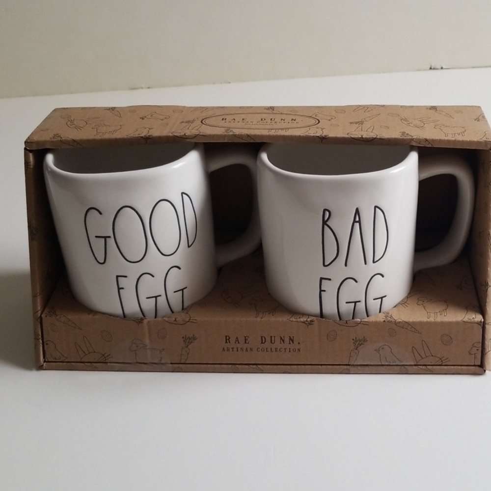 BNIB Rae Dunn "GOOD EGG /BAD EGG"  coffee mug set
